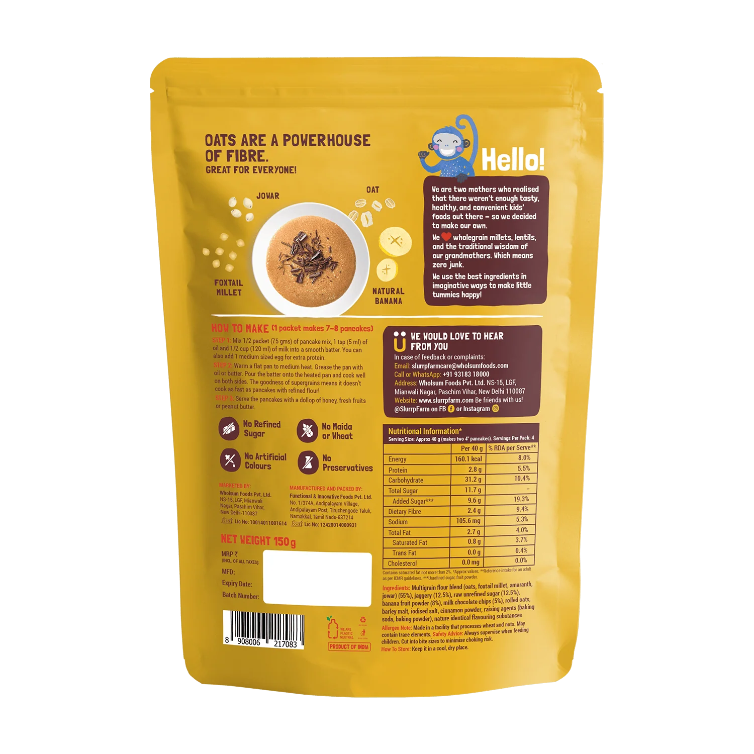 Banana Choco-Chip Millet Pancake Mix × 2 | No Maida - Image 3