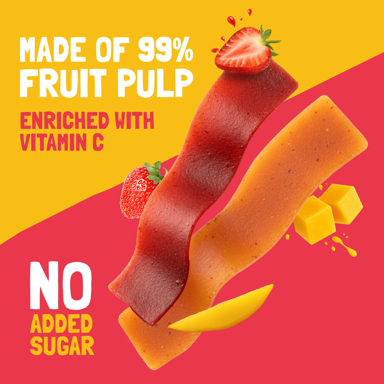 Made with 99% Fruit | FruitFull Strawberry and Mango Strips - Image 3