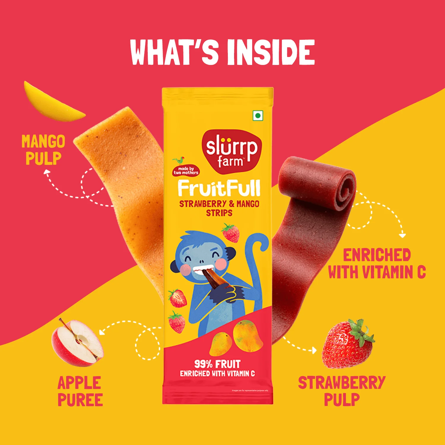 Made with 99% Fruit | FruitFull Strawberry and Mango Strips - Image 8