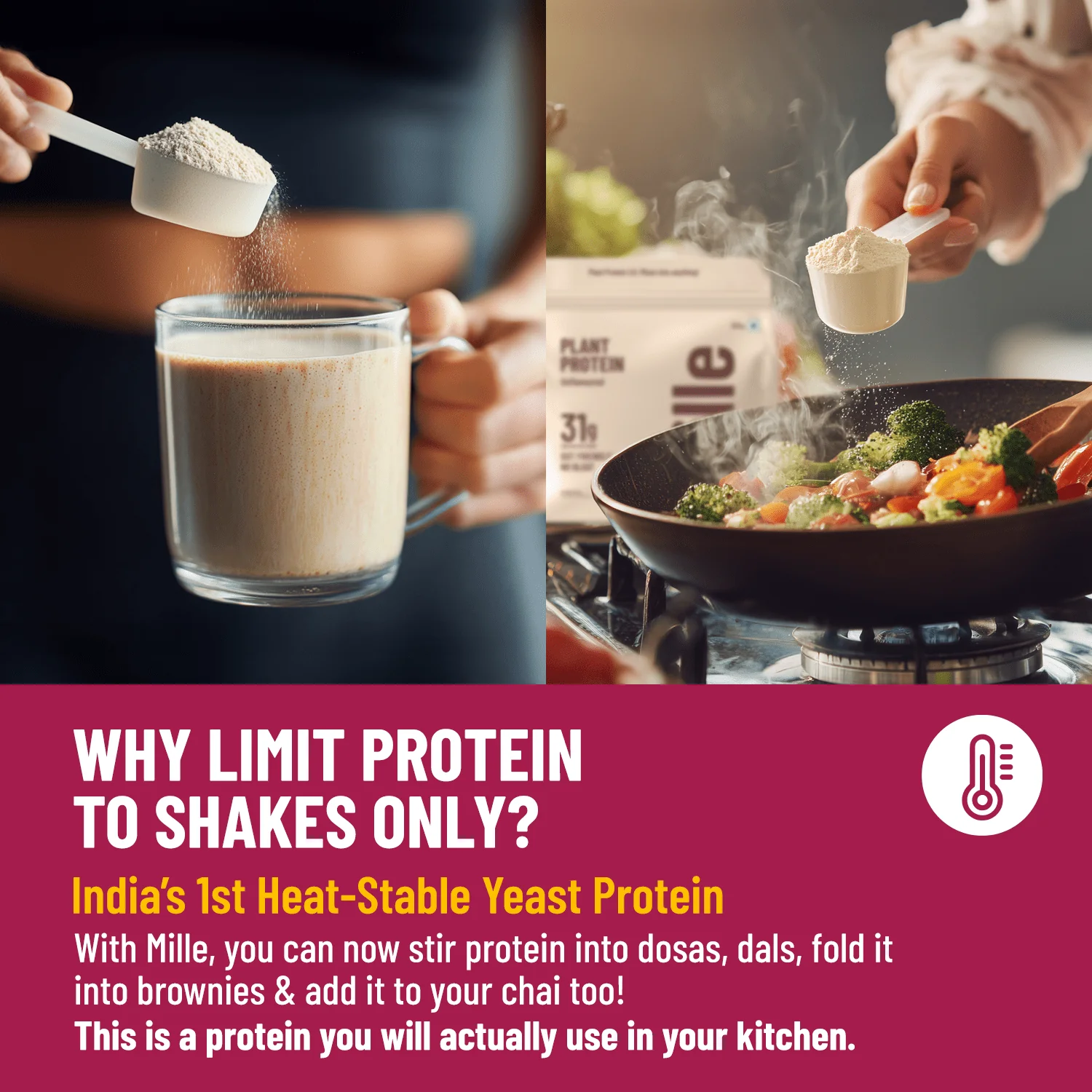 Mille Plant Protein | 31g/Scoop | Unflavoured | Fermented Yeast Protein | No Bloat I Vegan | 38g Trial Pack - Image 3