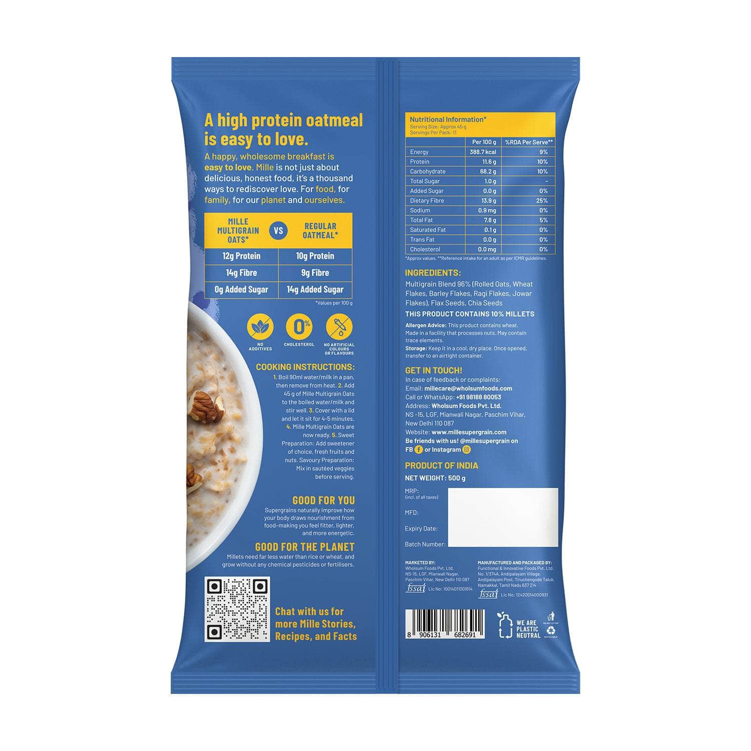 Mille Instant Multigrain Oats | No Sugar | Rolled Oats | High in Protein & Fiber - Image 6