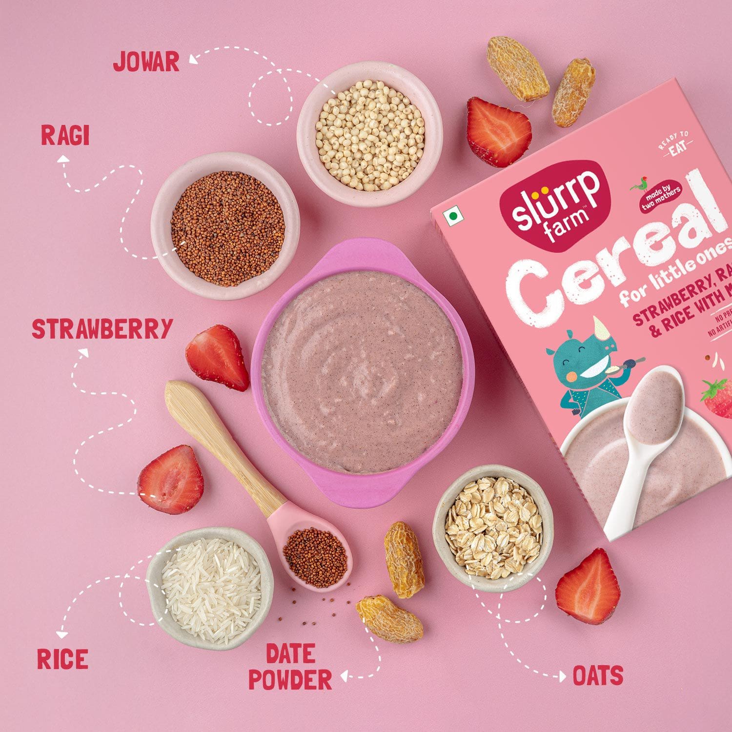 Strawberry, Ragi & Rice Cereal with Milk - Image 5