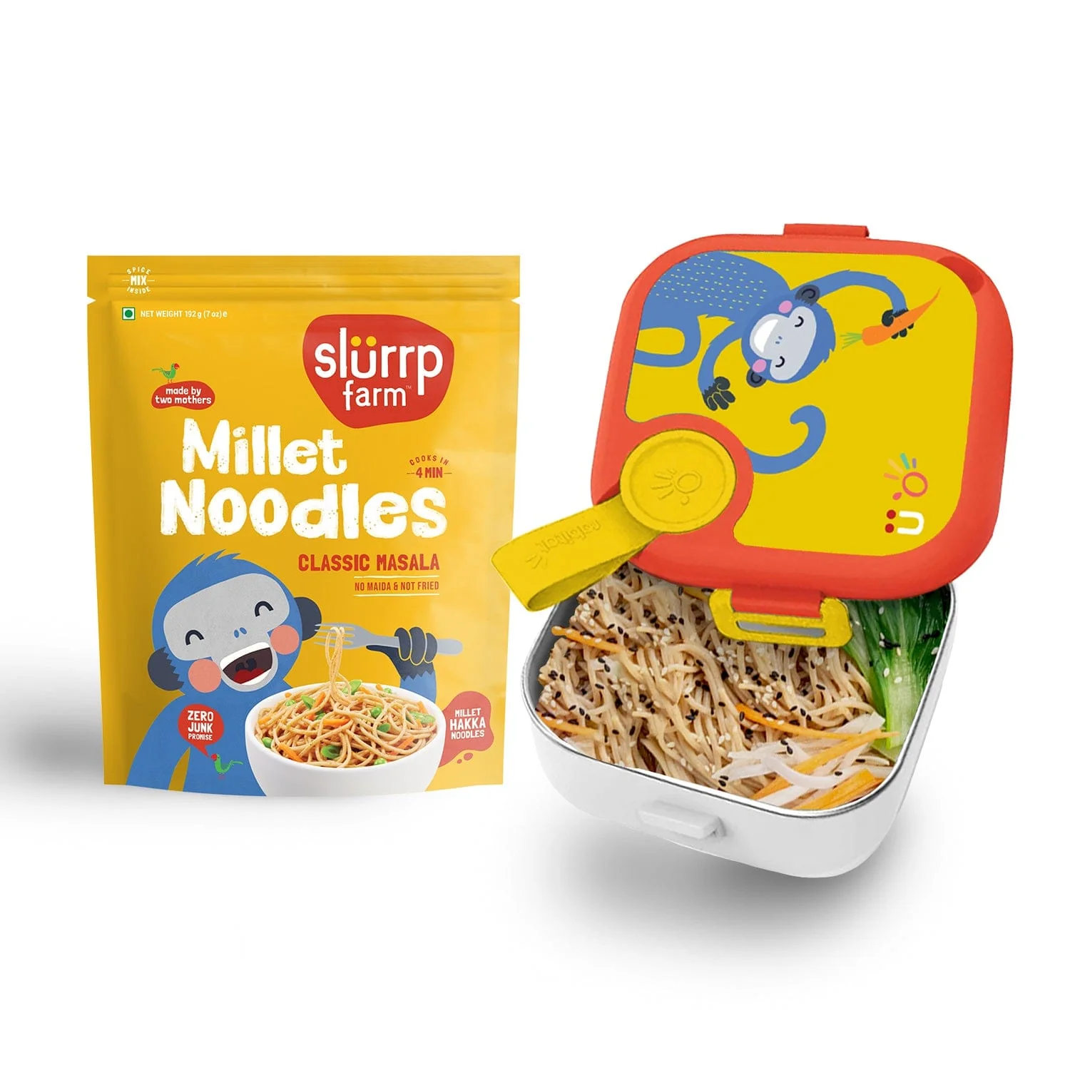 Rabitat Lunch Mate, Banana Choco-Chip Pancake, Classic Masala Millet Noodles Combo - Image 9