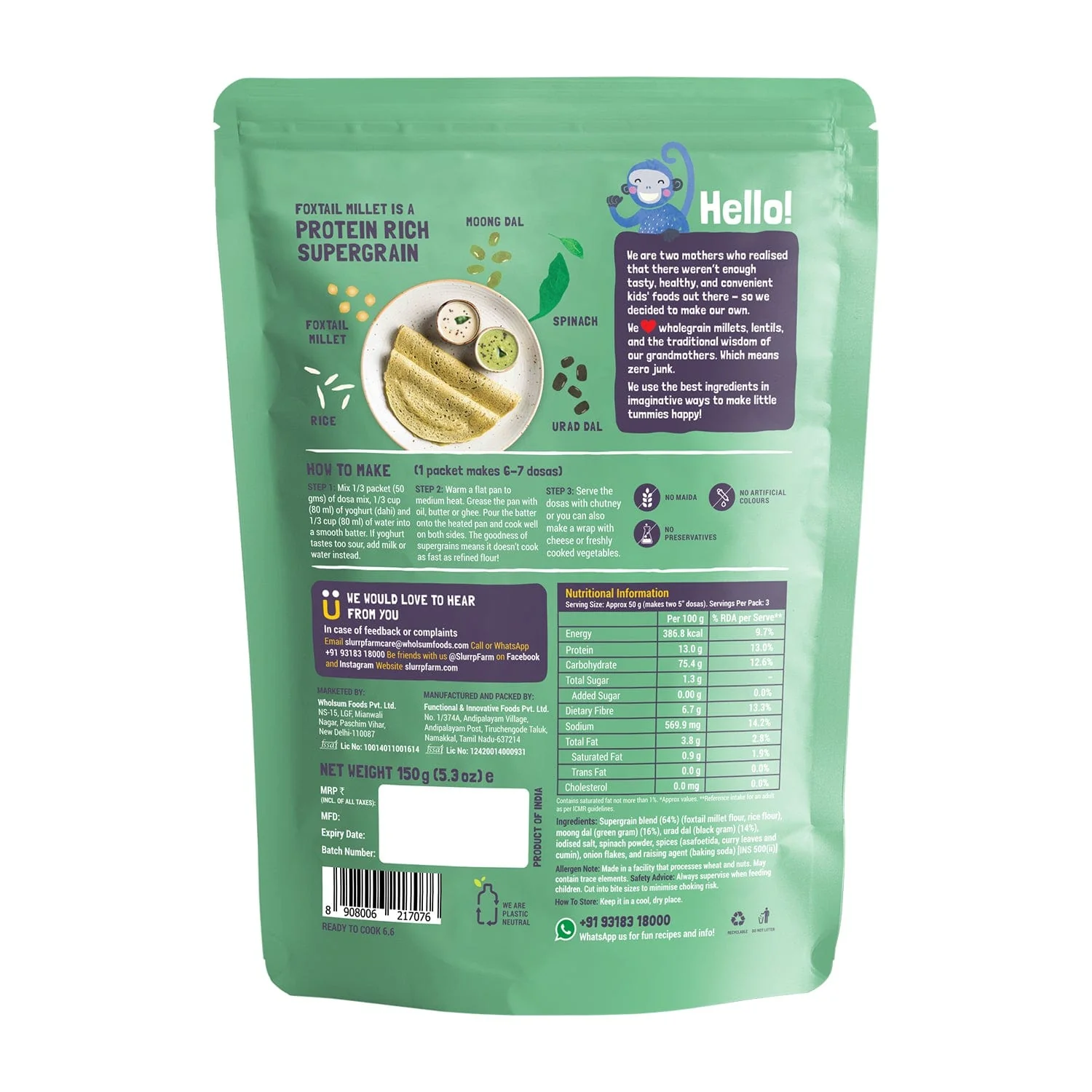 Spinach Multigrain Millet Dosa Mix - Image 7