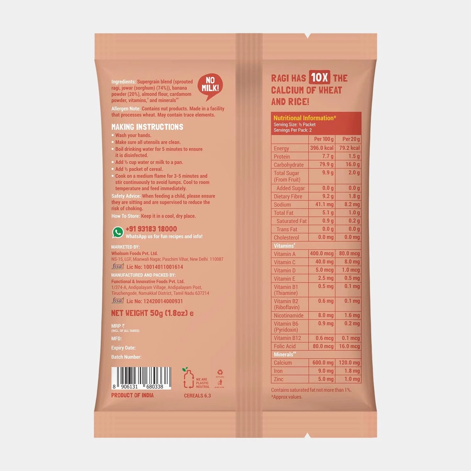 TRIAL PACK - Ragi, Almond and Banana Cereal | Porridge Mix, 50g Pack - Image 7