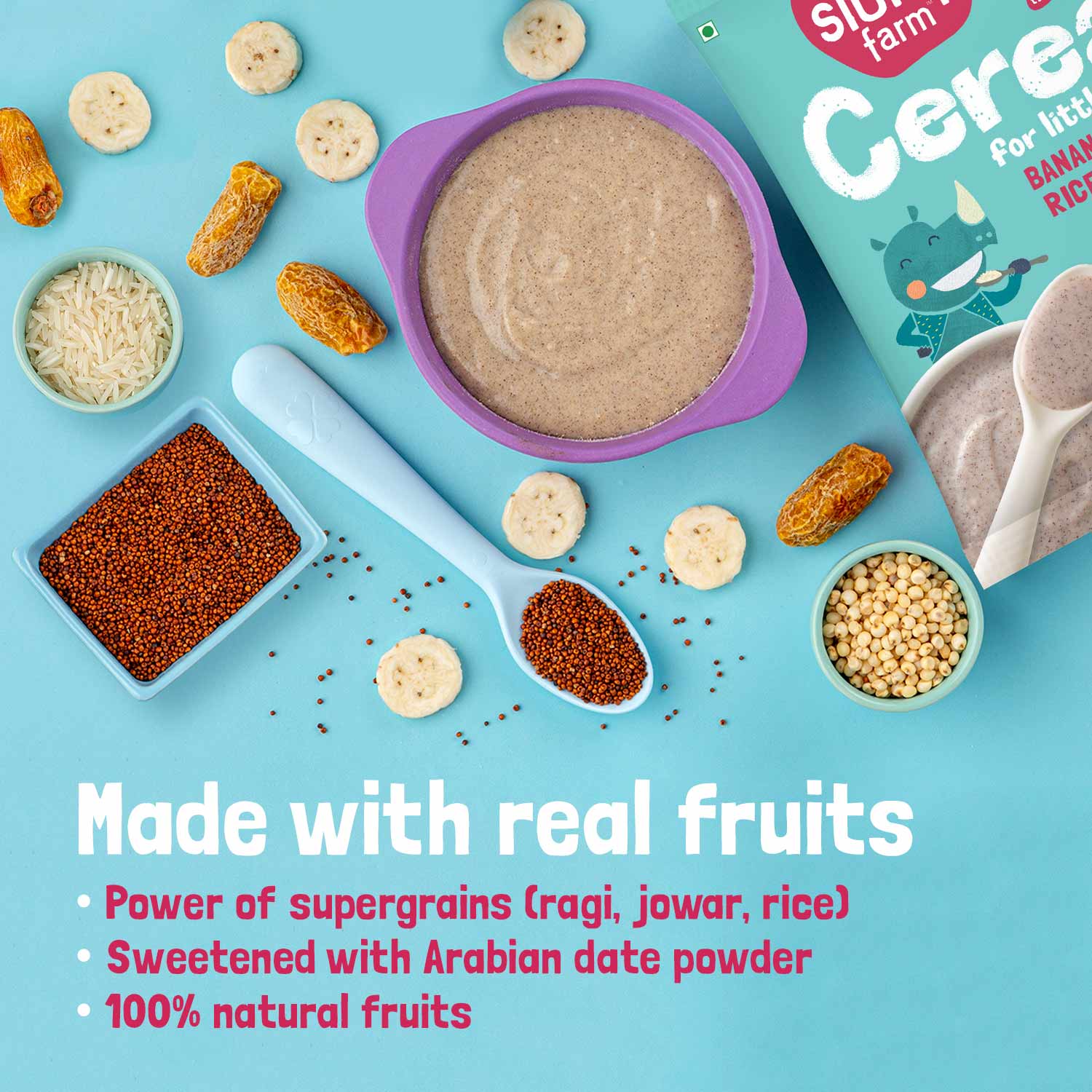 TRIAL PACK - Ragi & Rice Cereal: Banana (No Added Sugar), 50g Pack - Image 3