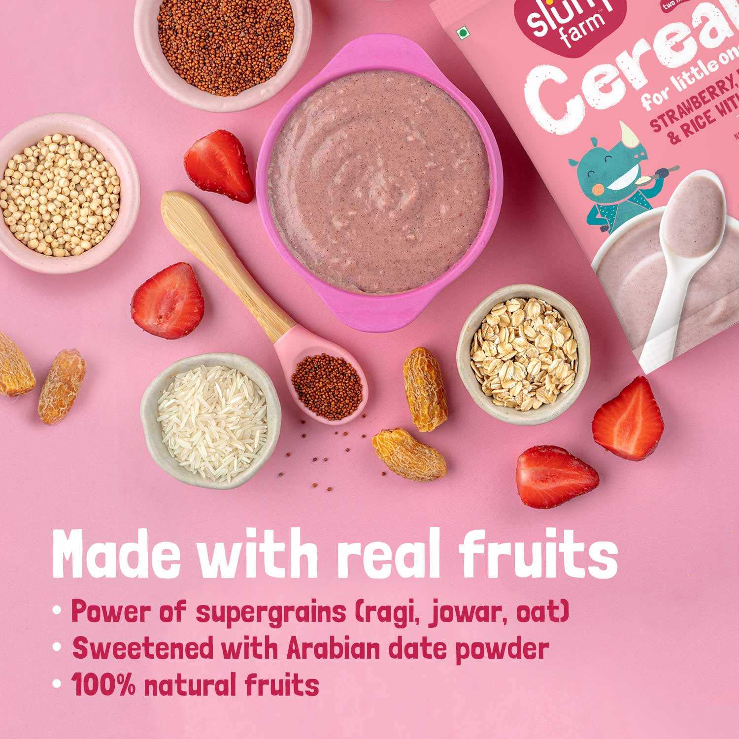 TRIAL PACK - Ragi & Rice Cereal: Strawberry (No Added Sugar) - Image 3