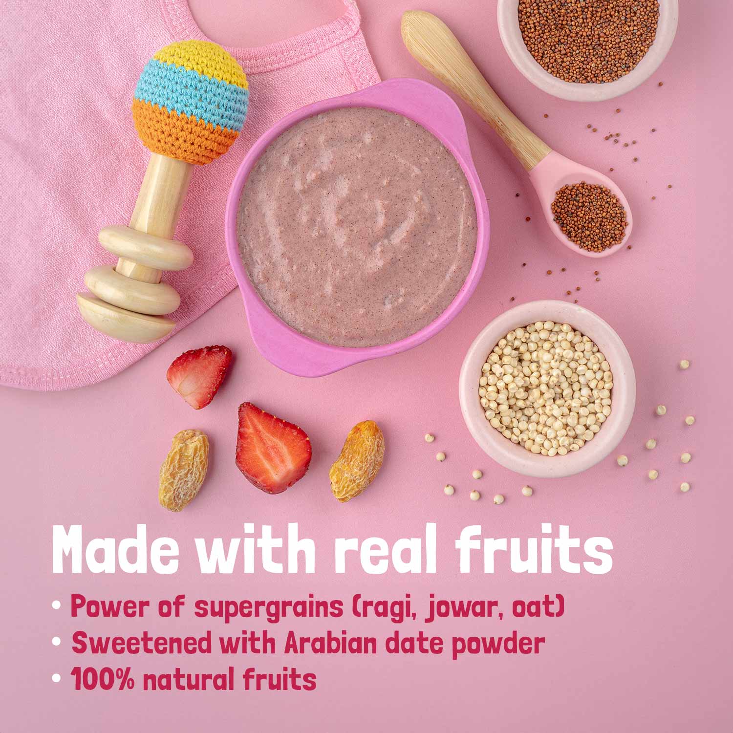 TRIAL PACK - Ragi & Rice Cereal: Strawberry (No Added Sugar), 50g - Image 6